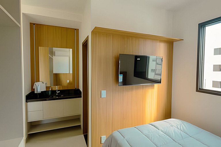 Studio Atenas/UFU/ArCond/Piscina/Acad/Cowork/Lavad